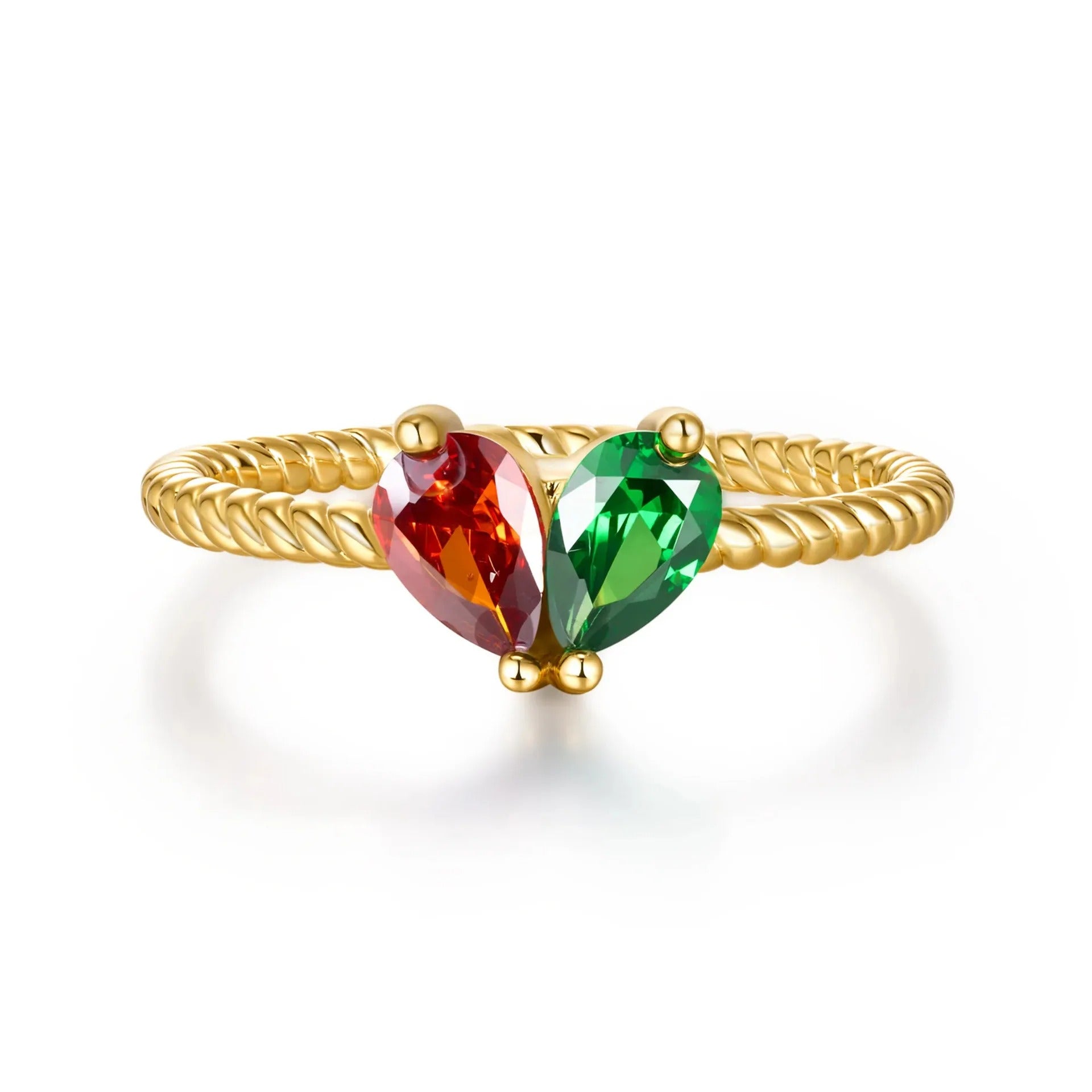 Anello regolabile personalizzato a forma di piccolo cuore con pietra portafortuna